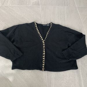 Urban Outfitters Gold Trim Black Cropped Cardigan L